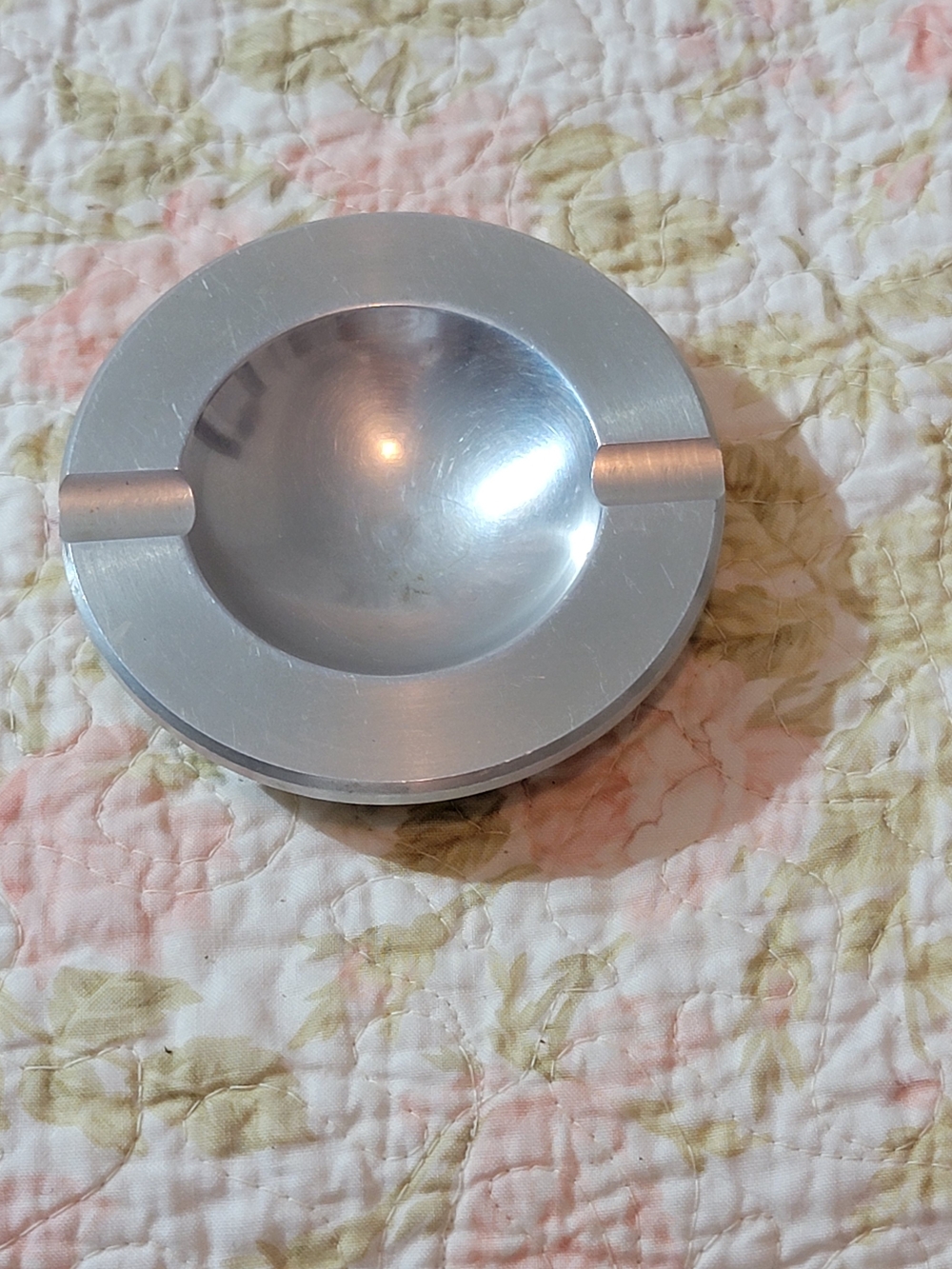 Brushed Aluminum Round Ashtray in Silver